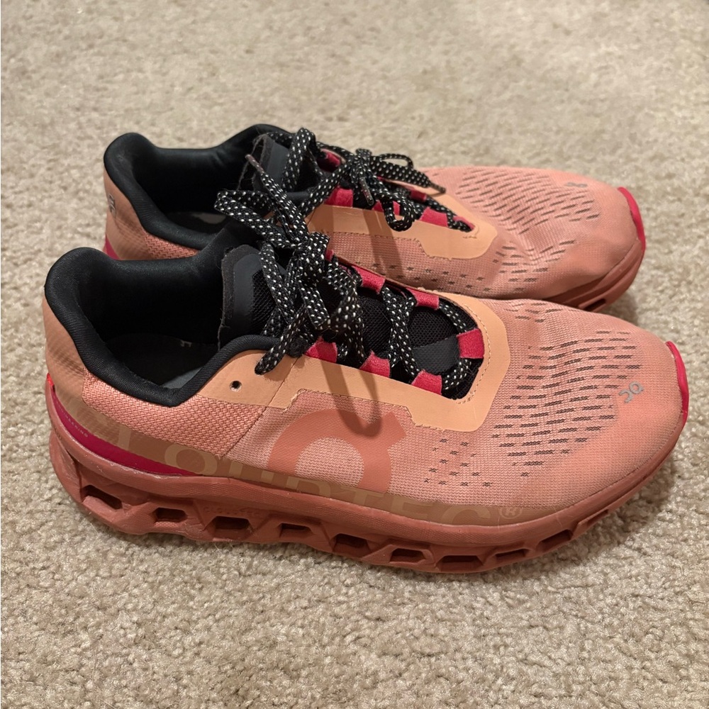 On Running Athletic Shoes in Pink and Black